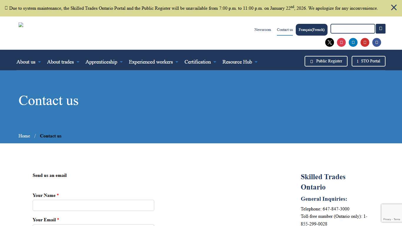 Contact us - Skilled Trades Ontario